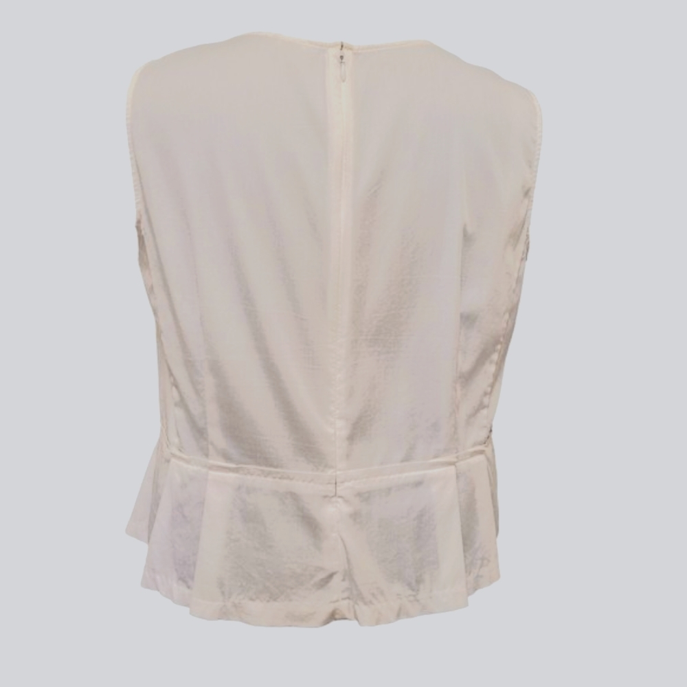 Classic Ann Taylor White Top w/ Peplum - Picture 4 of 10